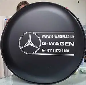 Matt black personalised wheel cover. Matt black personalised wheel cover.