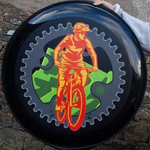 Mountain Biker Wheel Cover. Mountain Biker Wheel Cover.