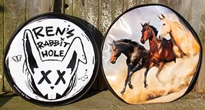 Printed soft wheel covers.